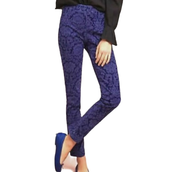 The essential skinny by Anthropologie Flocked Velvet Ankle Pant - Picture 1 of 12